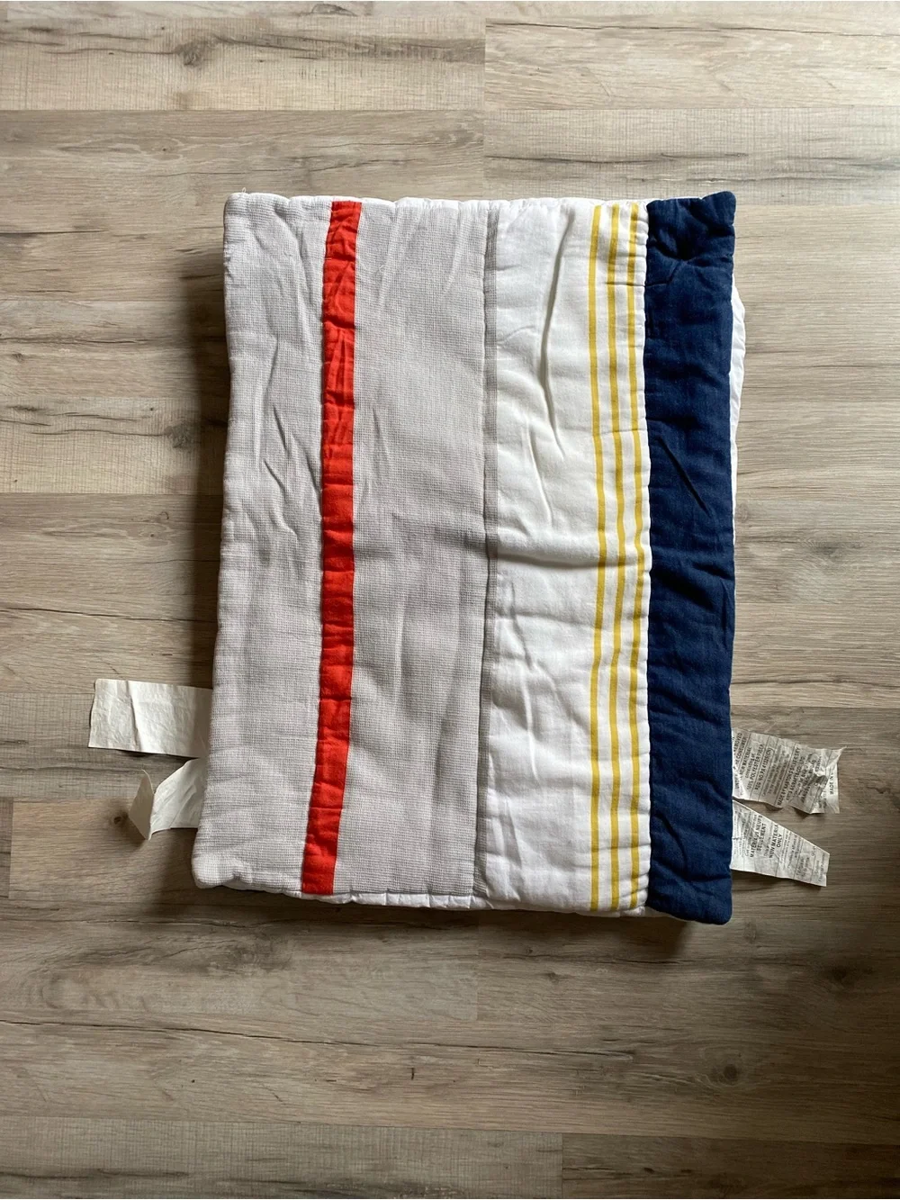 Pottery Barn Striped Quilted Pillow Cover - Red, Yellow, Navy on White